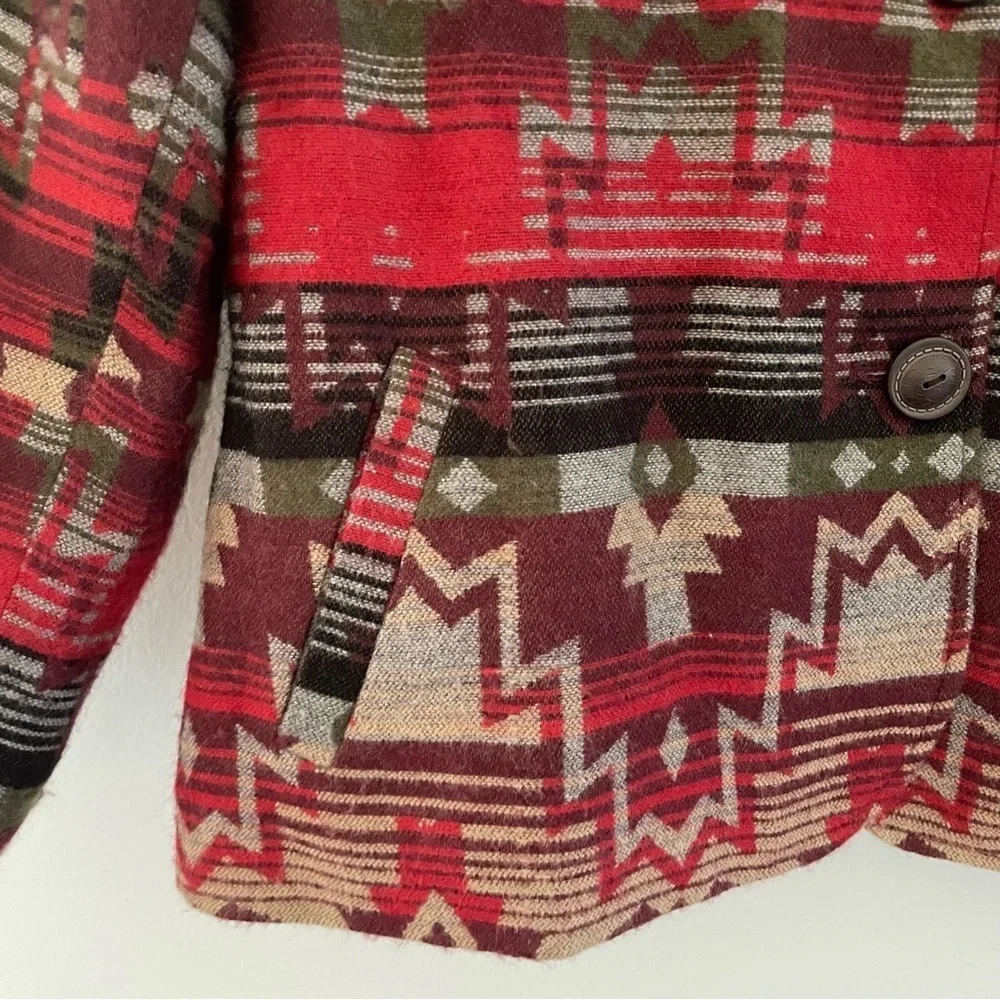Coldwater Creek Womens Southwestern Aztec Wool Blend Jacket Size 16 - Picture 6 of 11